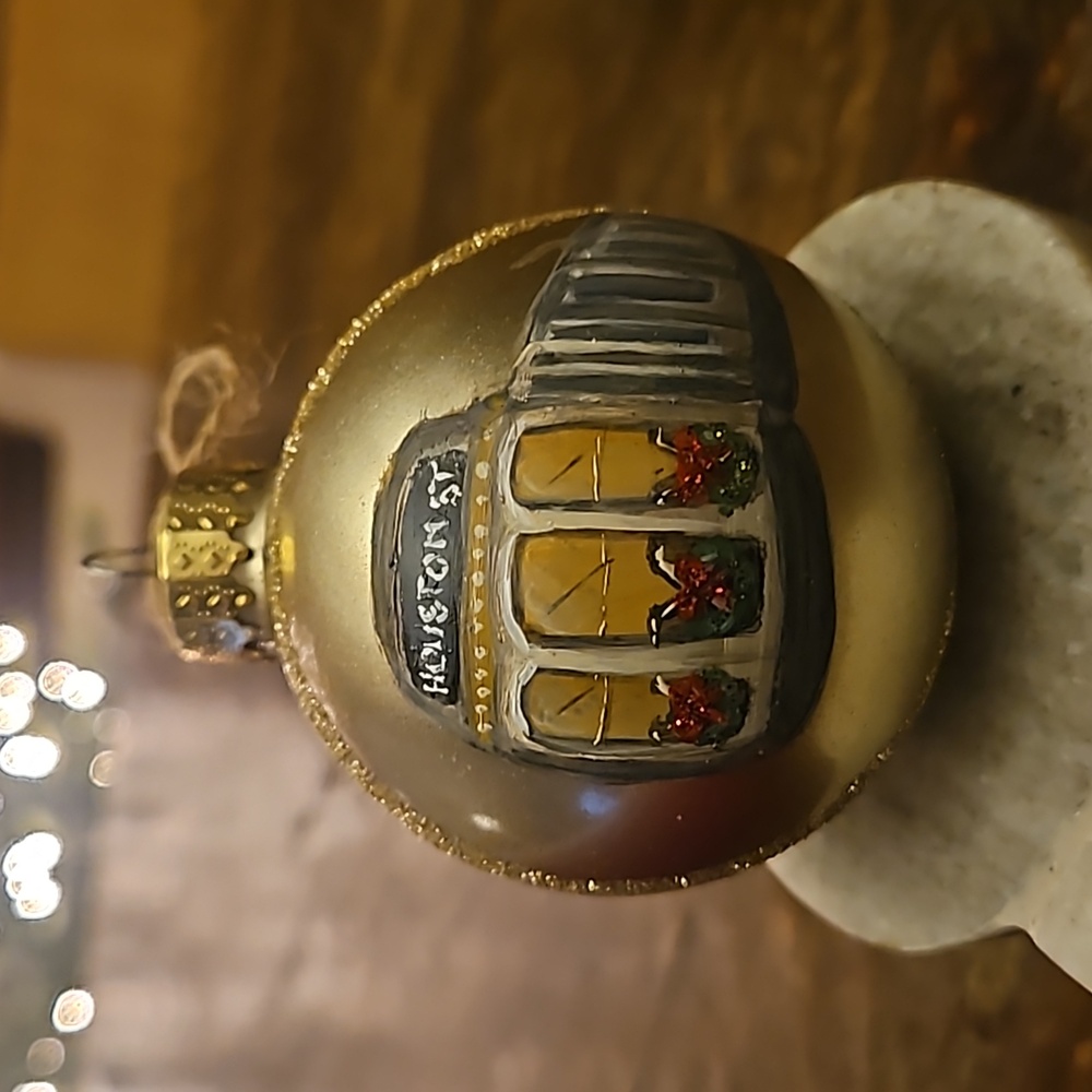 Hand painted New York City subway glass ornament